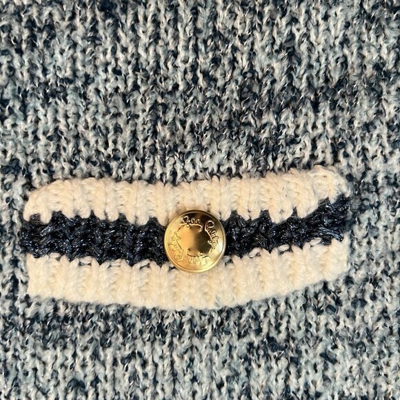 Lilly Pulitzer Beckington Cardigan Abaco Blue Marl Size Large Sweater Tweed - Picture 2 of 10